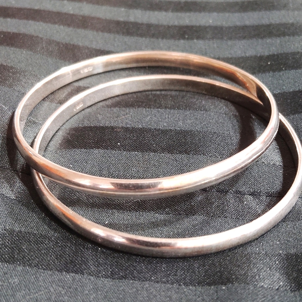(2) Elegant Sterling Silver Ladies Bangle Bracelet $75. for the pair.